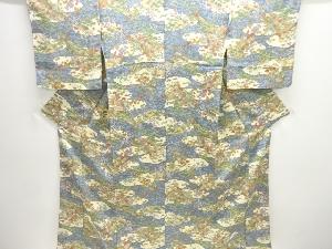 屋敷に草花模様小紋着物